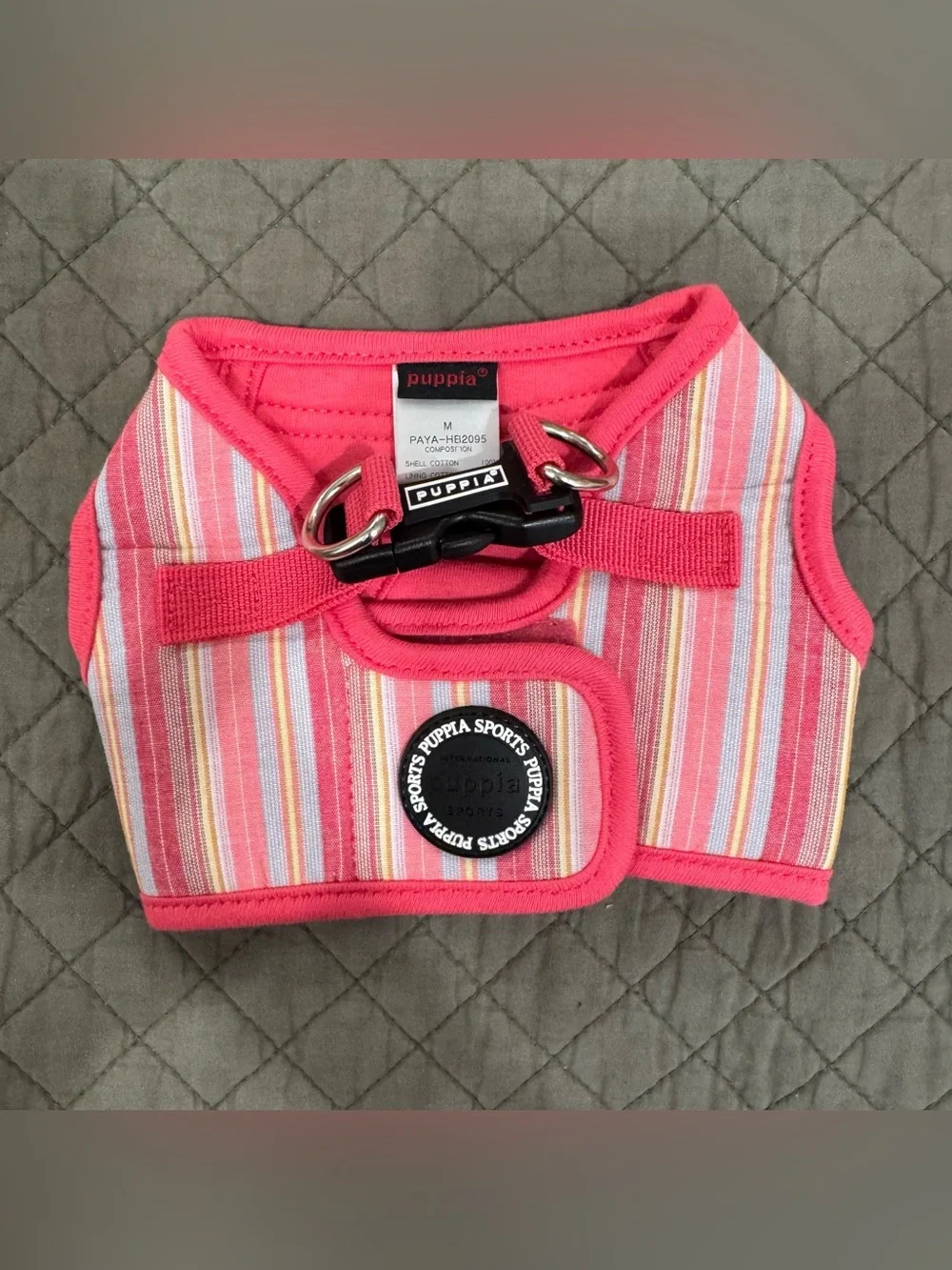 Puppia Pink Striped Dog Harness – M